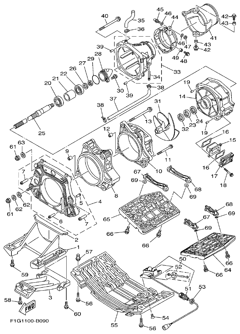 Yamaha F1G1 JET UNIT 1 parts diagram